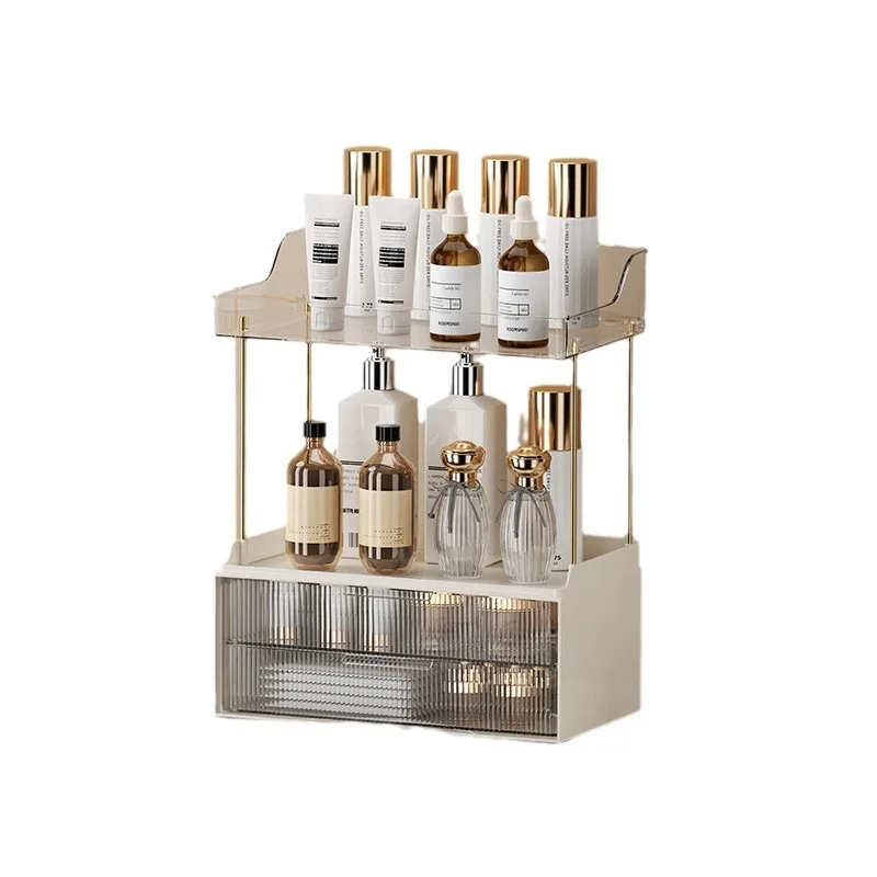 Bathroom Storage Shelf Multi Functional Large-capacity Makeup Organizer 2-layers Vertical Desktop Shelves Bathroom Accessories