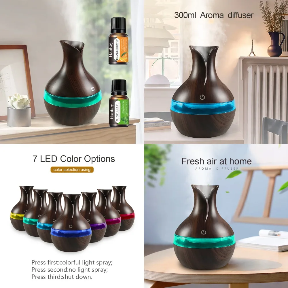 Pelembap Udara & Penyebar Minyak 2 In 1 Bertenaga USB untuk Rumah, Kantor, Yoga Termasuk 2 Minyak Esensial Penyegar Ruangan Minyak Esensial