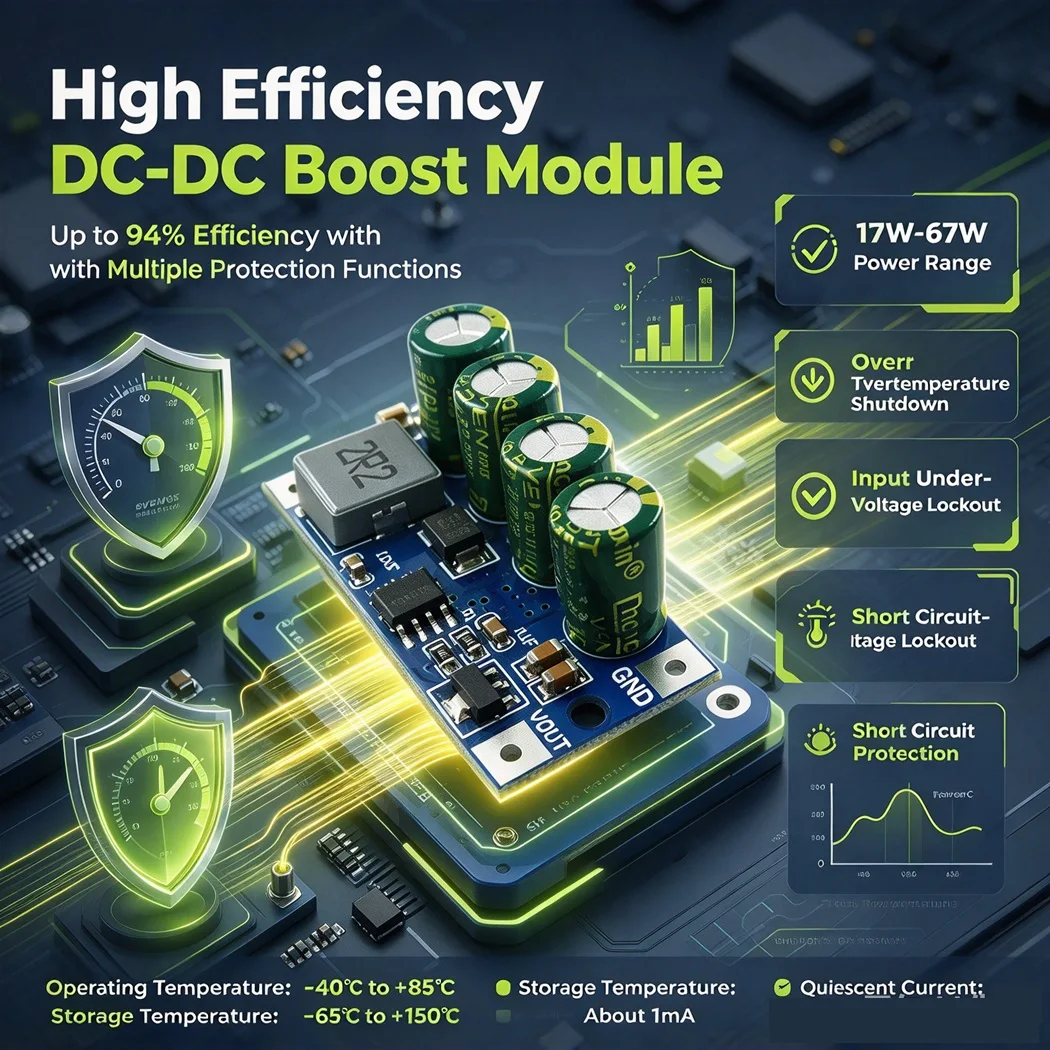 4PCS DC DC Boost Converter Module 3.7V Input Step Up Power Supply 5V 9V 12V 15V 19.5V 67W High Efficiency