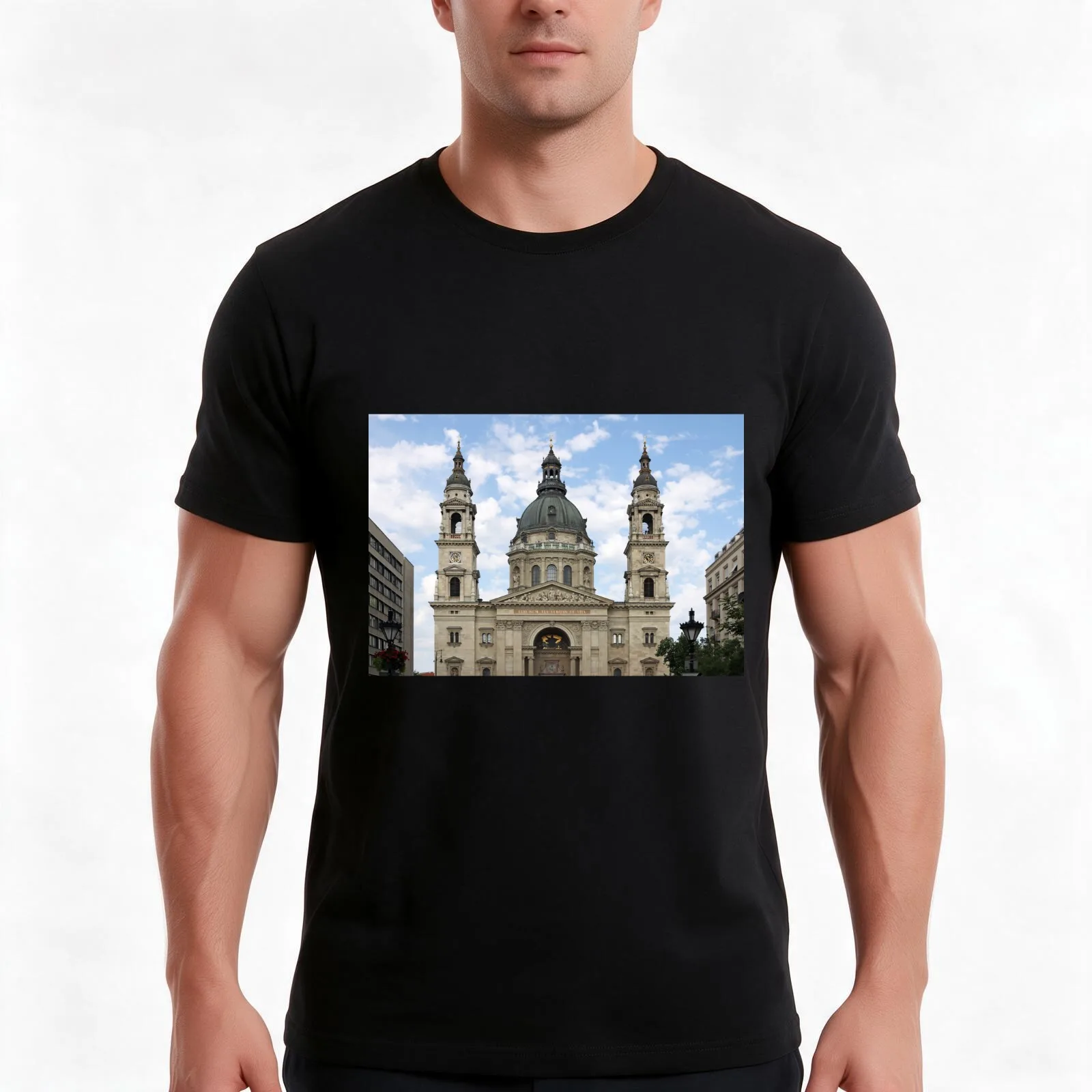 Saint Stephen's Basilica landmark Budapest Hungary T-Shirt, Summer Casual Cotton Tee, Oversized Streetwear Tops, 100% Cotton