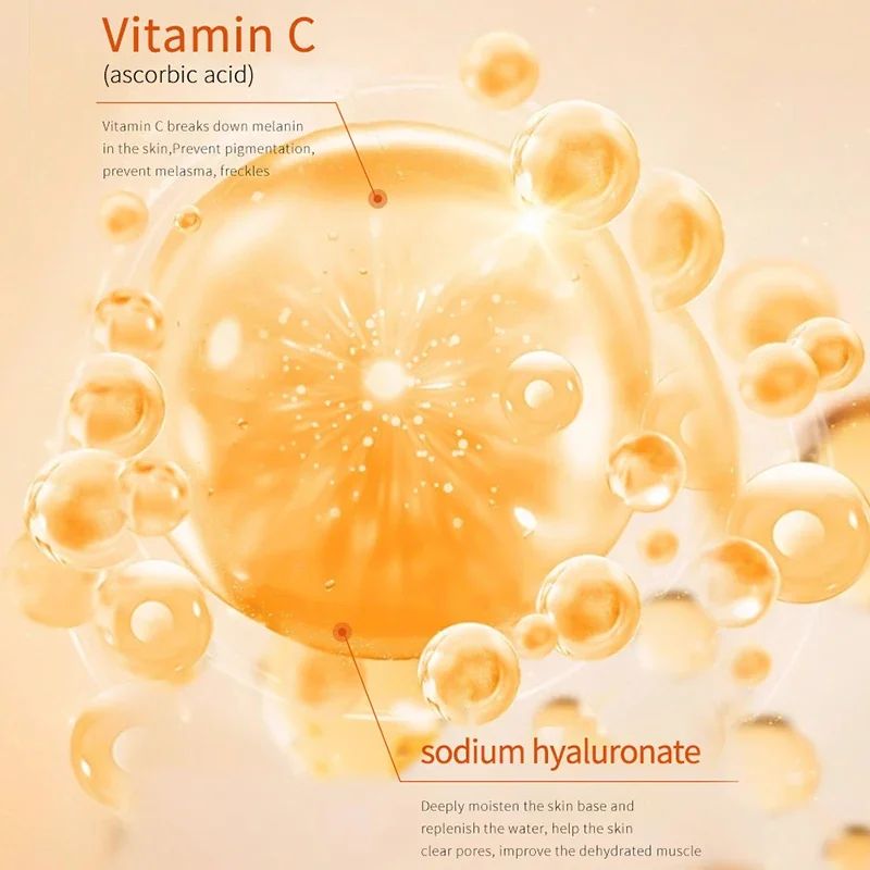 Vitamine C Beauty Face Serum Skincare Hyaluronic Acid Essence Aloe Moisturizing Hydrating Brighten Facial Skin Care Preppy