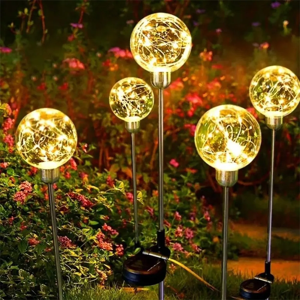 Boule de souhait solaire étanche à tête unique, 1 pièce, guirlande lumineuse enfichable au sol, adaptée au paysage de cour, au jardin