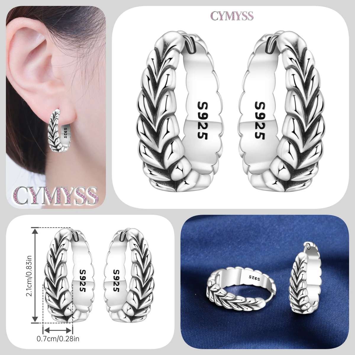 Heißer Verkauf 2026 Original 925 Sterling Silber Türkis Zirkon Blaue Blumen Ohrringe Schmuck Creolen Damen Party Trendige Geschenke – Detail 22