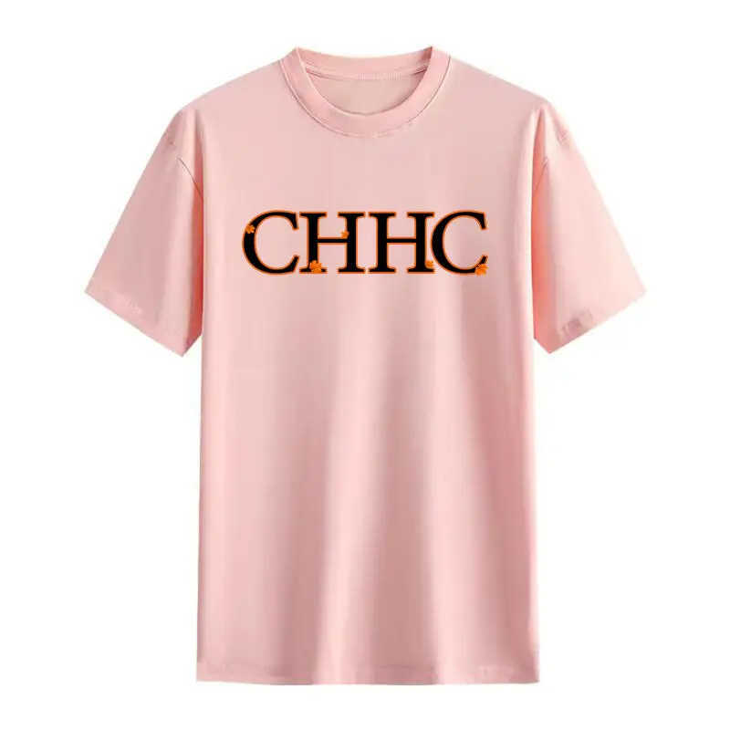 Ch pequena folha de bordo marca impressa camiseta algodão outono tema confortável ajuste neutro casual diário manga curta