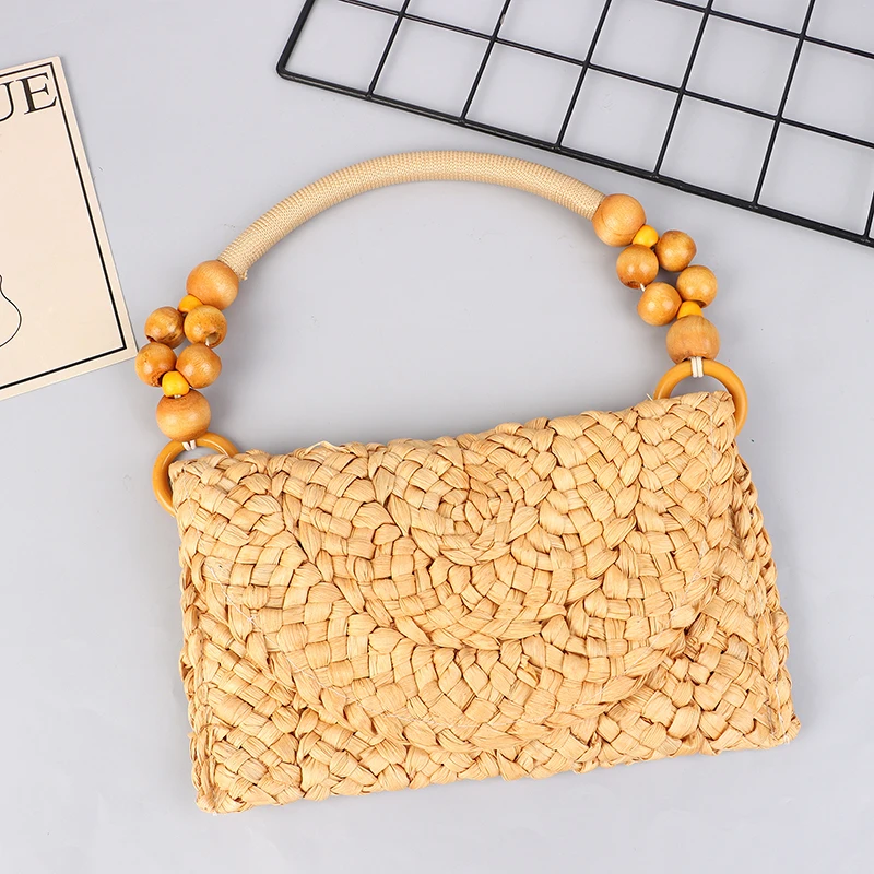 Women Fashion Wooden Bead Rope Bag Strap Wooden Handle Rope Beads Handbag Shoulder Belt DIY Replacement Bag Accessories