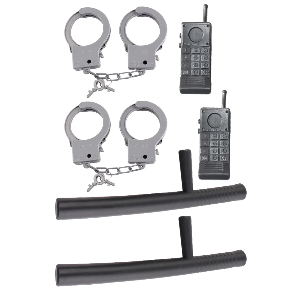 2 Sets Halloween Props Role Play Decoration Policeman Phone Accessories Plastic Plaything Toys