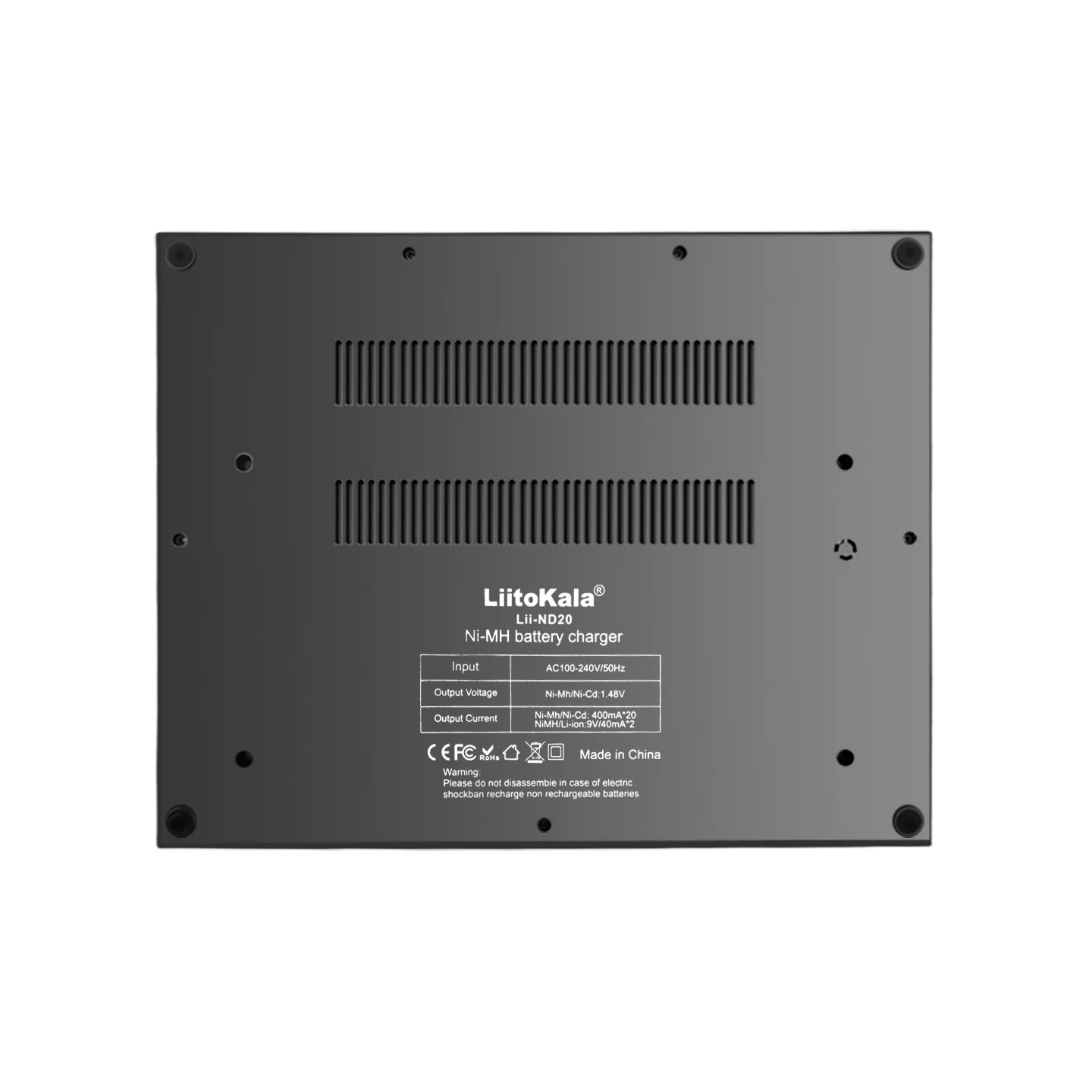 شاحن بطارية LiitoKala Lii-ND20 للشاحن الذكي 1.2 فولت Ni-MH Ni-Cd 9 فولت