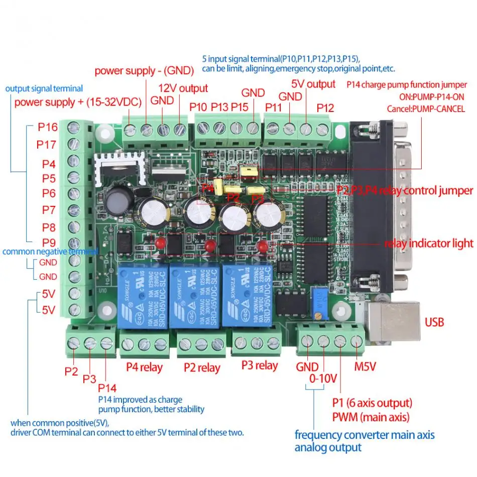 CNC Engraving Machine MACH3V2.1-L Board Adapter 4-axls 6-axls Controller Accessories Parallel port for windows XP