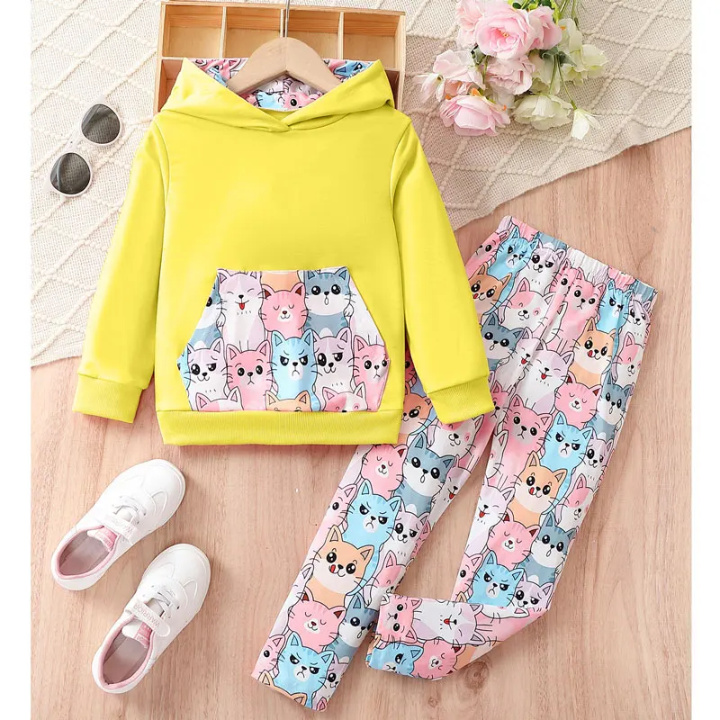 Girls Clothing Sets 2024 Spring Autumn Sport Suits for Kids Cartoon Hoody+pants Clothes Sets Toddler Tracksuit Baby Outfits