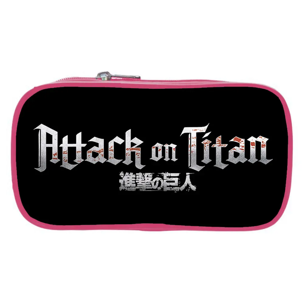 Japanese Anime Attack On Titan Pencil Case Cosplay Cartoon Cosmetic Bag Student Stationery Pouch Bags