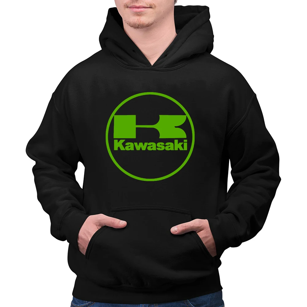 Sudadera con capucha para hombre y mujer, suéter deportivo con logotipo de motocicleta Kawasaki, color negro, a la moda, novedad de otoño e