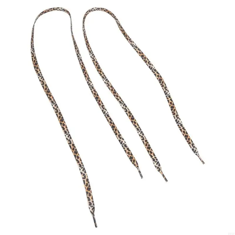 B95F Leopard Print Tie Dye Shoelaces Polyester Shoe Laces Shoelaces for Adults Teens Kids Sneakers Trainers Shoe Decoration