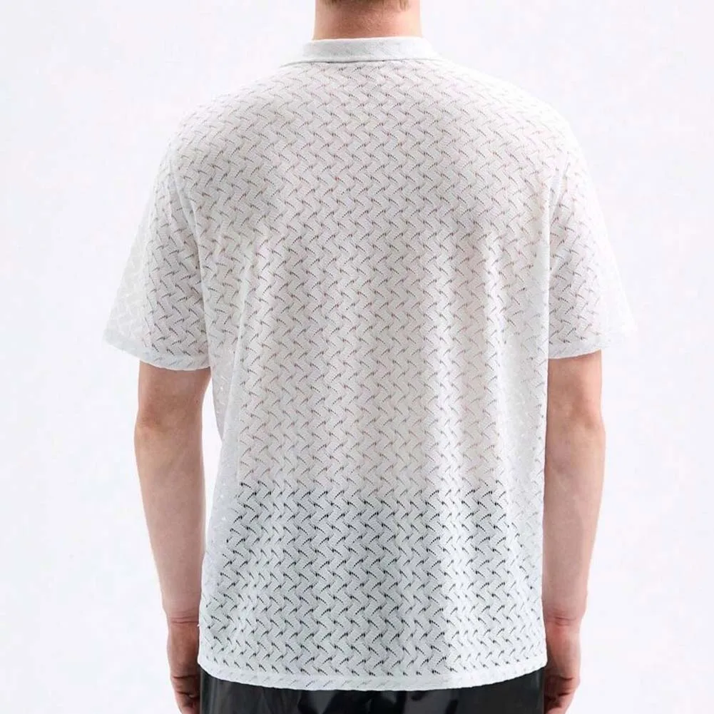 Mens Fashion Top Vintage Knitted Shirts For Casual Wear Buttoned Shirts Casual Style Regular Length Short Sleeve