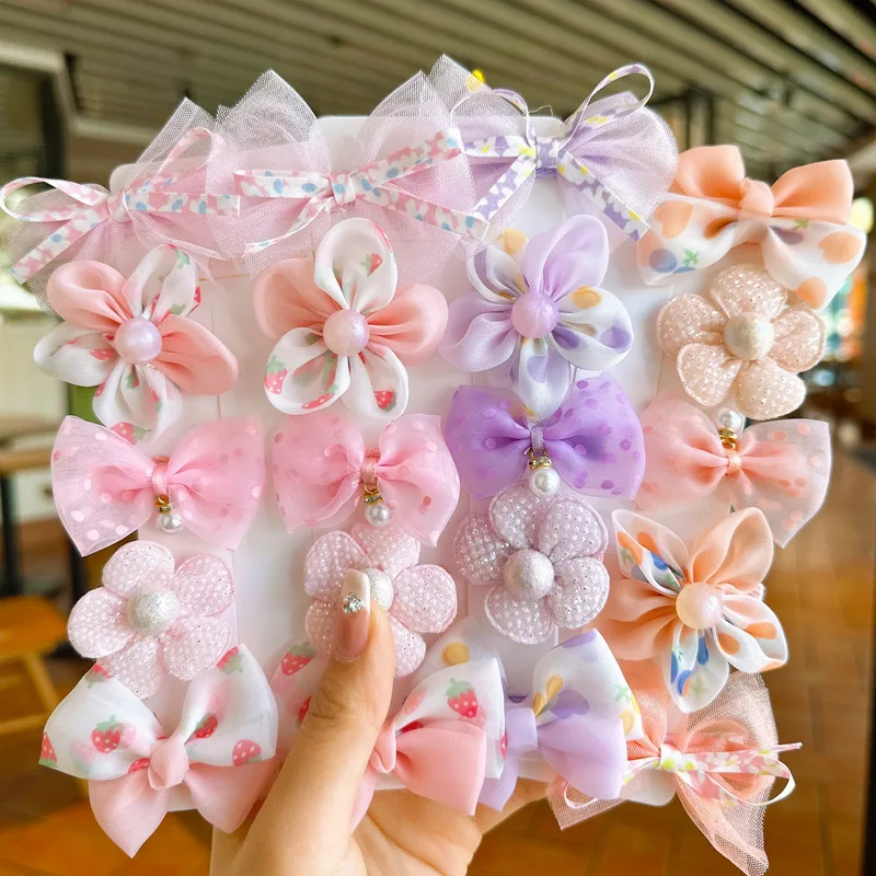 10 Stück/Set Niedliche Schleifen Baby-Haarspangen Spitzenblumen Kinder Mädchen Haarnadeln Kinder-Kopfschmuck Haarklammern BB-Clip Baby-Haaraccessoires