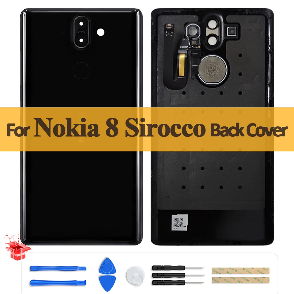 Original Battery Back Cover With Fingerprint For Nokia 8 Sirocco TA-1005 Battery Door Housing With Camera Glass Lens