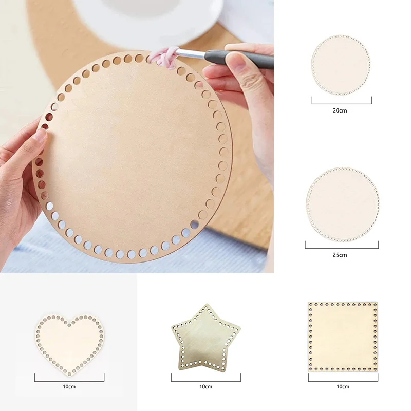 1PC Natural Wooden Basket Bottom Crochet Basket Base for DIY Hand-Woven Frame Wood Craft Basket Making Weaving Supplies