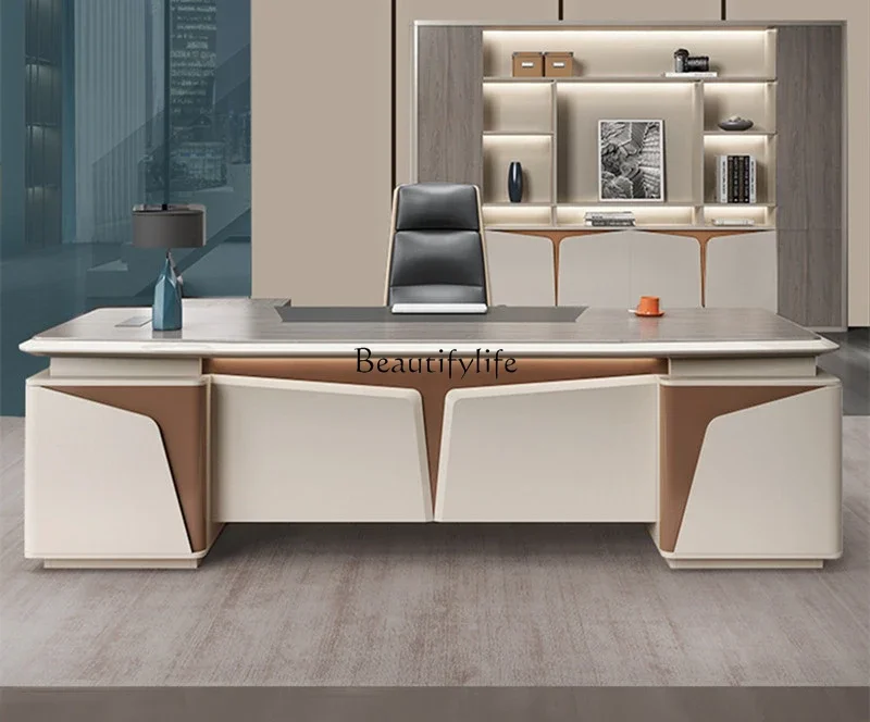 Simple modern light luxury boss table high-end atmosphere president table office