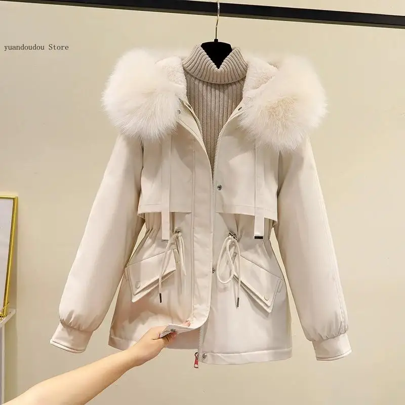 Winter Down Cotton Jacket Women's Korean Edition Loose Cotton Jacket Short Style with Plush Pie Overcoming Cotton Coat