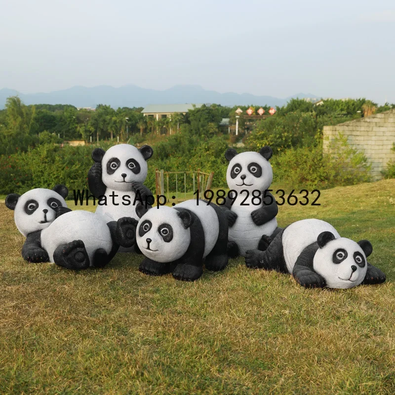 

FZ Imitation Panda Figurine Outdoor Fiberglass Sculpture Garden Landscape Mall Hotel Walking Street Decoration