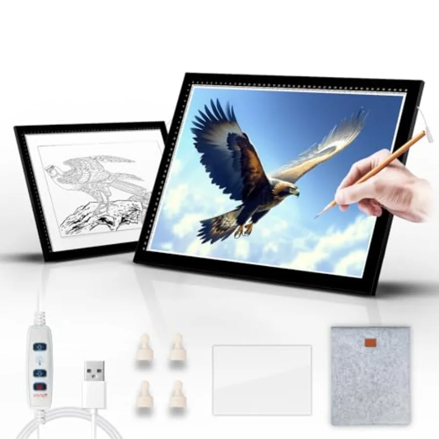 

A2 LED Light Pad for Diamond Painting Tracing Light Box with 10 Levels/Stepless Dimming, Bright LED Light Board for Sketching,