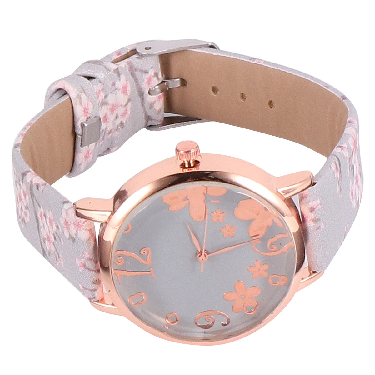 Flower Watch Plum Elegant Lady Quartz Wristwatch Fashion Stylish Stainless Steel Buckle for Girl PU Strap Attractive