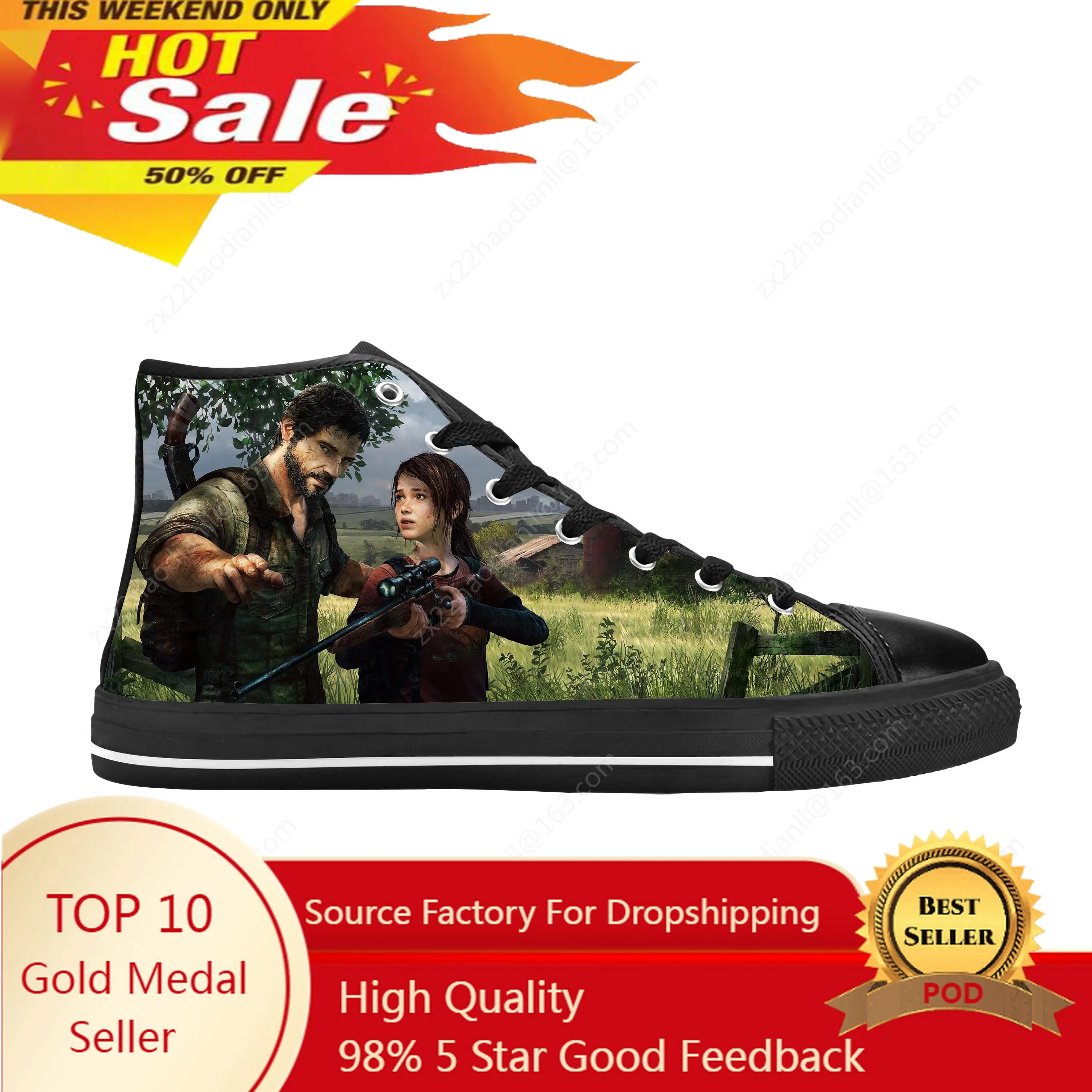 

Hot The Last Of Us Game Anime Cartoon Manga Comic Casual Cloth Shoes High Top Comfortable Breathable 3D Print Men Women Sneakers