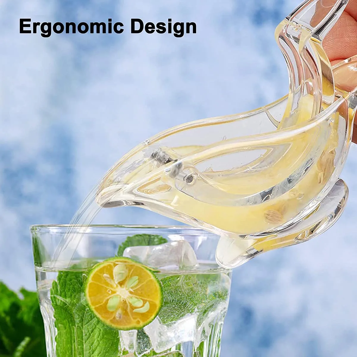 Manual Lemon Juicer,Acrylic Manual Lemon Slice Squeezer,Portable Transparent Fruit Juicer, Bird Shape, Hand Juicer (2PC)