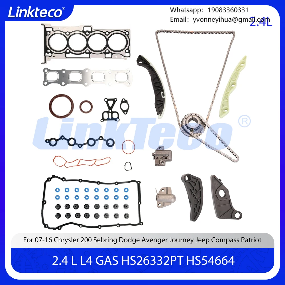 

Комплект прокладок головки блока цилиндров двигателя и комплект цепи ГРМ подходит для 2,4 л L4 ГАЗ для Jeep Compass Patriot Chrysler 200 Dodge Journey Avenger