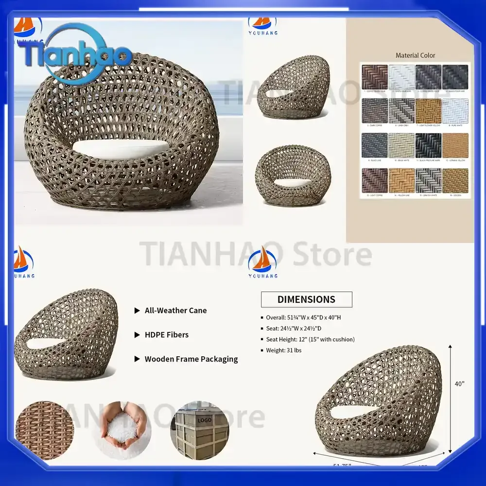 Wicker Outdoor Round Furniture Set for Garden Patio Hotel Lounge and Outdoor Living Spaces