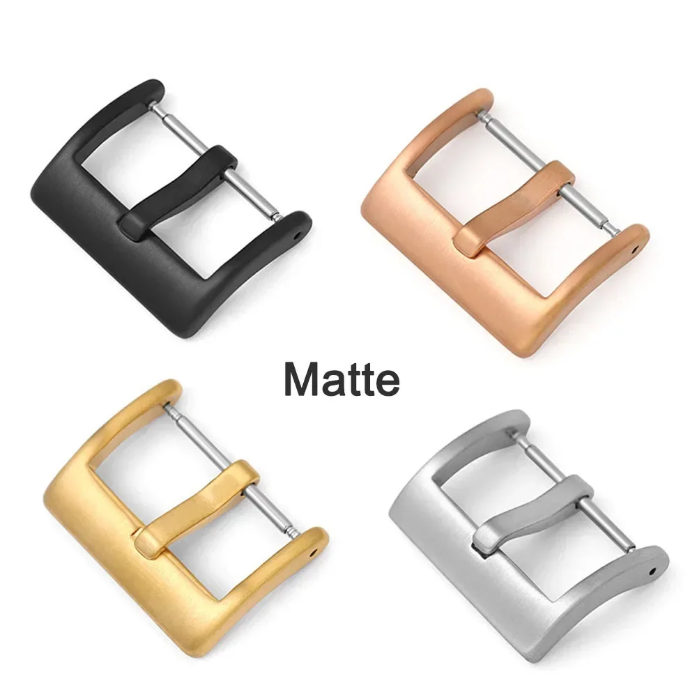 16mm 18mm 20mm 22mm 24mm Watch Band Buckle Solid Square Clasp Silver Black Rose Gold Button Stainless Steel Matte Polished Clasp