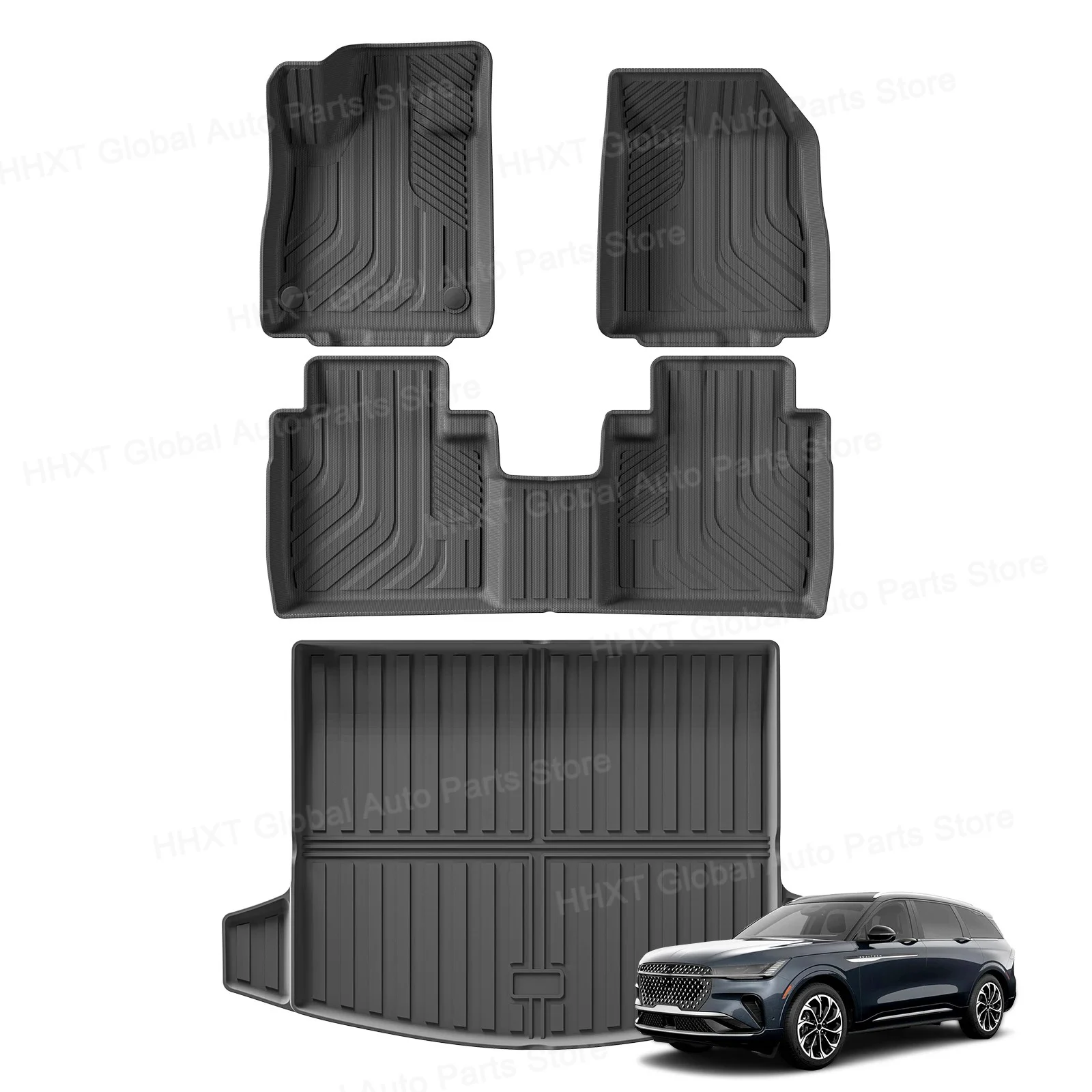 

for Lincoln Nautilus 2024 2025 Car Floor Mats Cargo Liner Trunk Pad TPE 3D Foot Mat Black Left Hand Drive