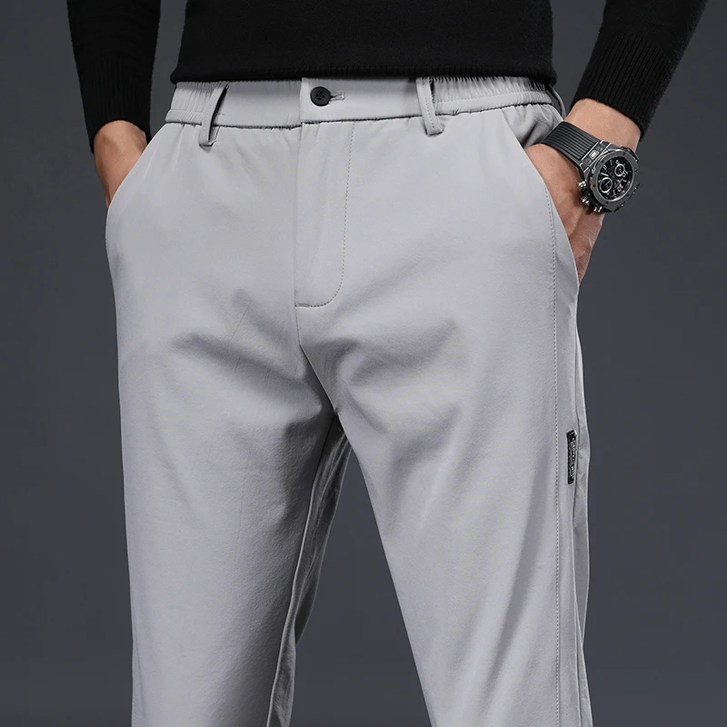 Pantalones finos de algodón para hombre, pantalón informal de cintura elástica, suave, transpirable, para gimnasio, novedad