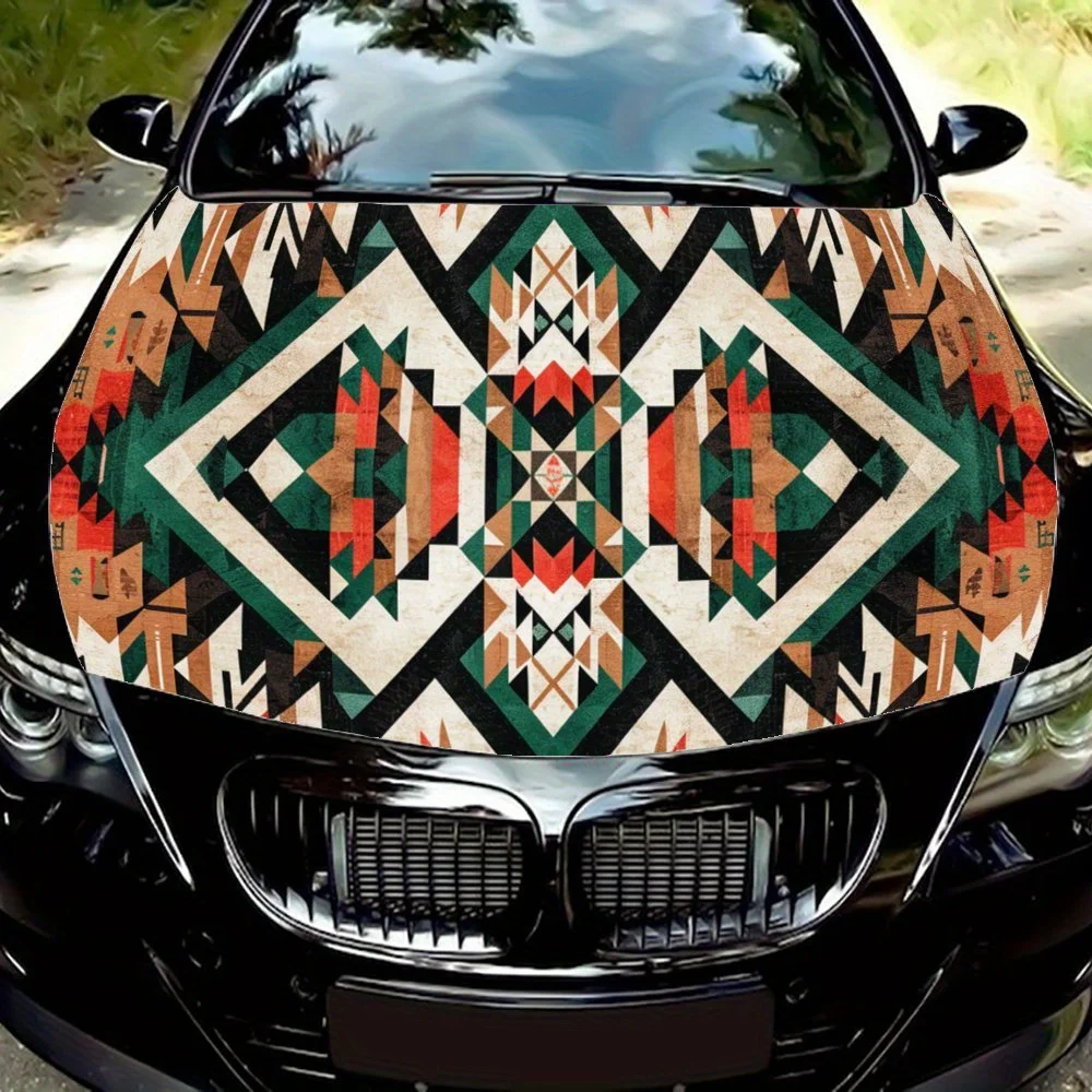 

Ацтекский стиль, геометрические узоры, обертка на капот автомобиля, цветная виниловая наклейка, графический капот для грузовика, автоаксессуары, украшение, наклейка, подарок