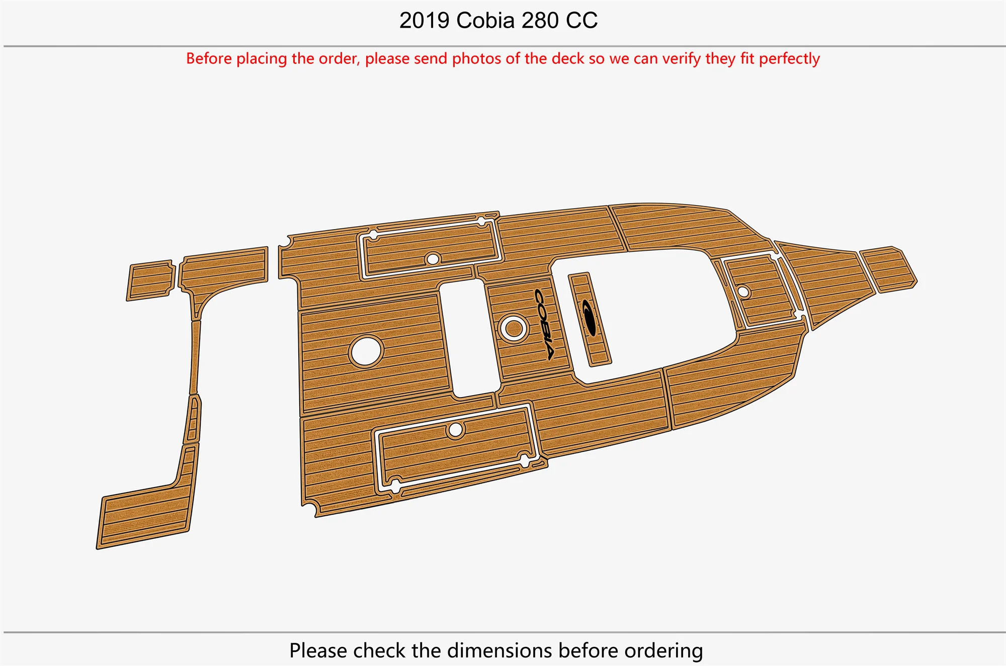 For 2019 Cobia 280 CC Anti-Skid EVA Foam Faux Teak Self-Adhesive Boat Decking Pad Cockpit Durable Marine Floor