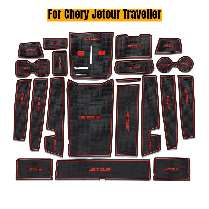 

Door Slot Mat Cup Holder Armrest Storage Non Slip Pad for Chery Jetour Traveller Car Interior Dustproof Protector Silicone Mat