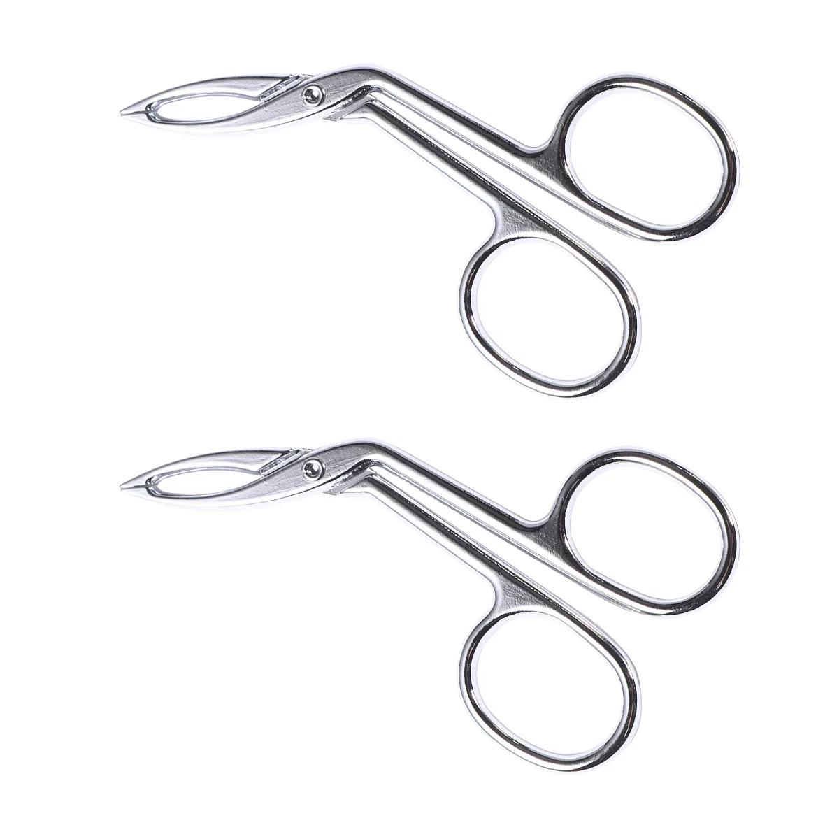 

2pcs Slanted Tip Eyebrow Tweezers Stainless Steel Facial Hair Remover For Eyebrow Shaping Nose Trimming Craft Use Silver