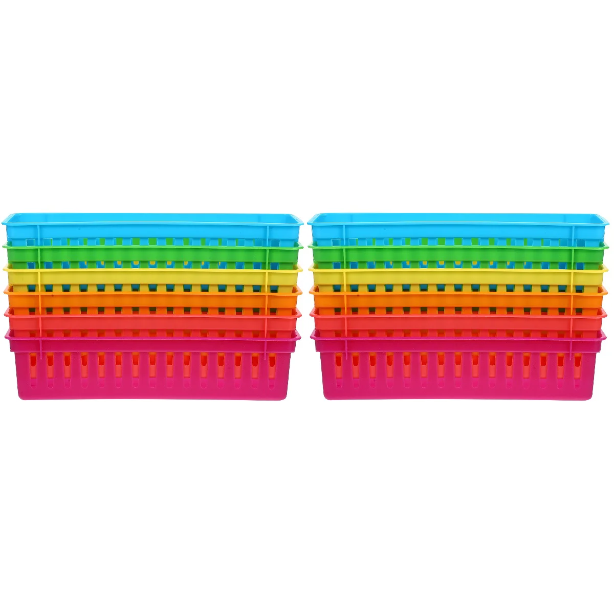 

12 Pcs Classroom Stationery Basket Multi-function Desktop Basket Plastic Pen Pencil Chalk Basket