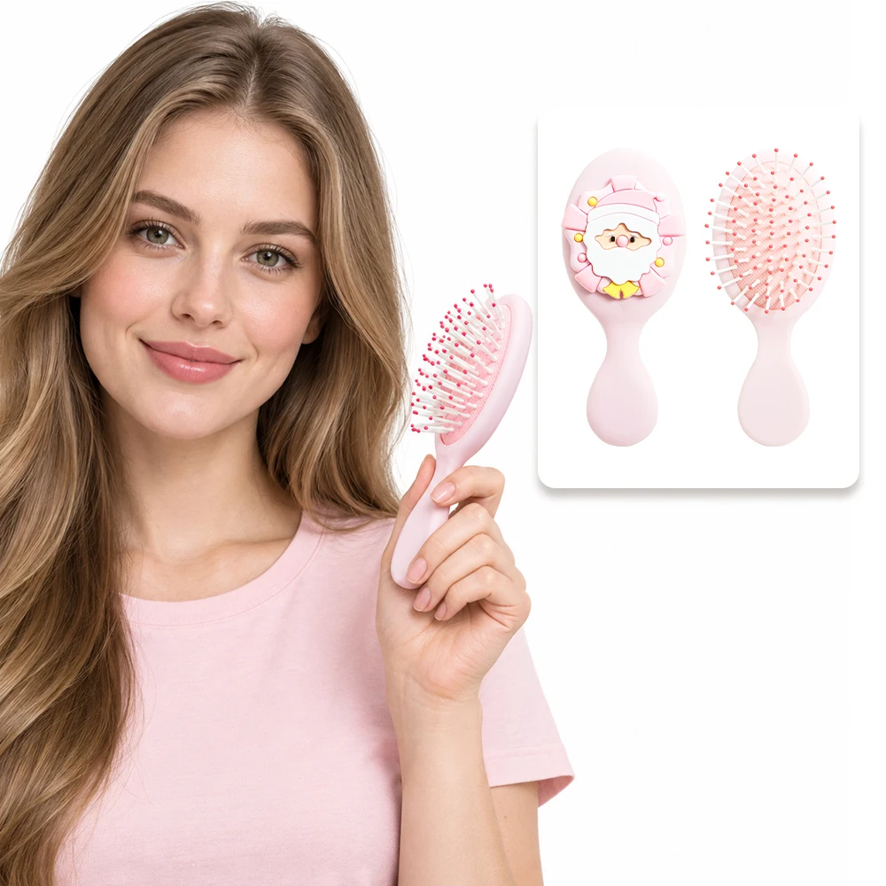 Santa Claus Theme Mini Air Cushion Hair Brush Anti-Static Comb Portable Detangling Scalp Massage Suitable For Christmas Gifts