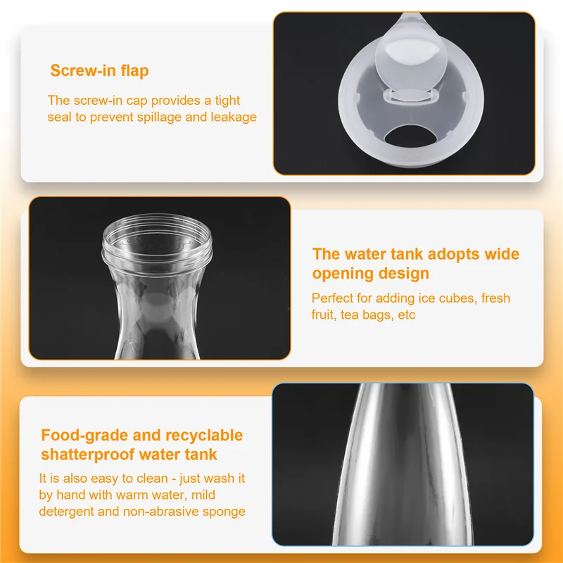 

AD30-2Pcs Plastic Water Carafes With White Flip Tab Lids- Food Grade & Recyclable Shatterproof Pitchers - Juice Jar