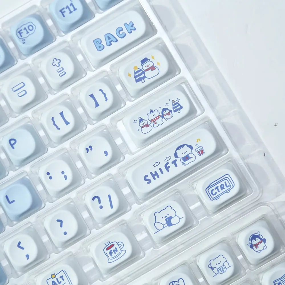 135 Keys/Set MOA Profile Personality Keycap Winter Bear Theme PBT Key Caps Dye Sublimation Keycap For Mechanical Gaming Keyboard