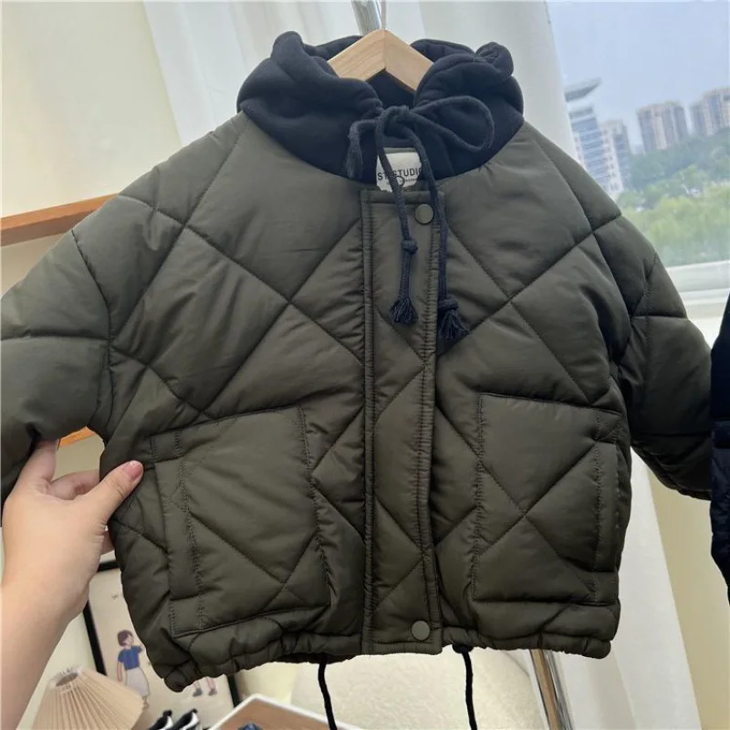 

Пальто для мальчиков и девочек, детские зимние толстые пуховики, детская теплая плюшевая утепленная верхняя одежда, меховая куртка с капюшоном, детский зимний комбинезон