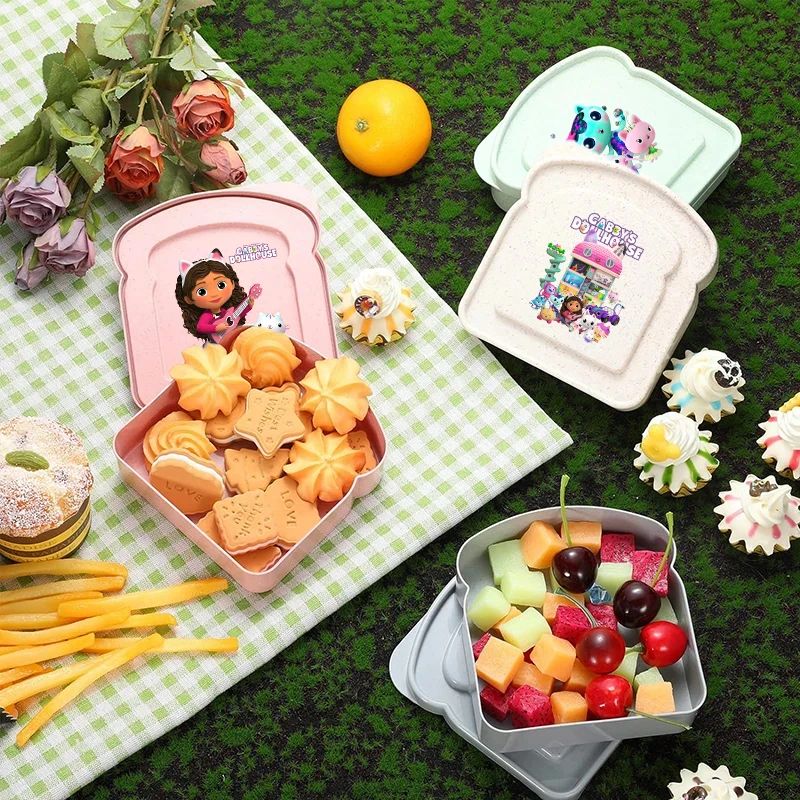 

Gabby Dollhouse Breakfast Bread Box Lunch Toast Boxes with Lid Portable Sandwich Bento Case Anime Food Container Storage Boxes