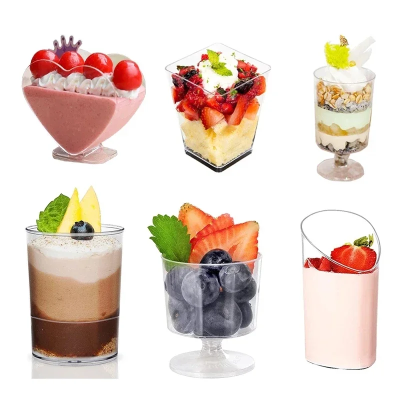 50pcs Mini Disposable Cups Pudding Jelly Mousse ice cream Cup Appetizer Bowl For Home Dessert Shop Food Container plastic cups