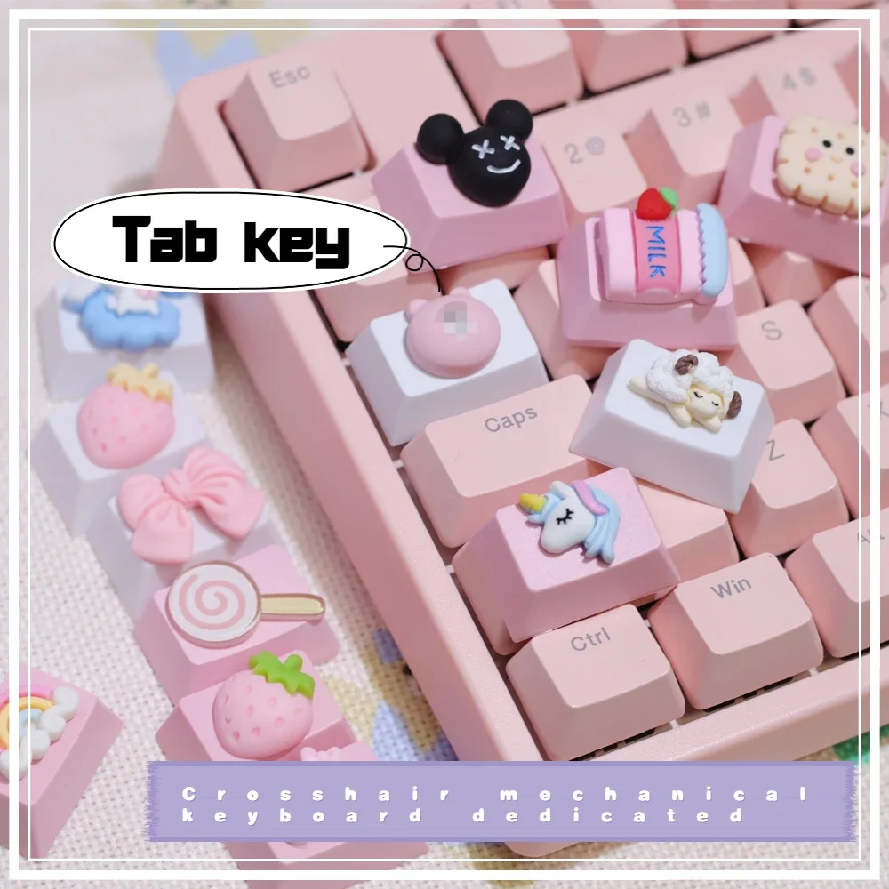 

Pink Game 1.5U Tab Supplementary Key Three-dimensional Cartoon Personality PBT Keycap Girl Cute Gift Mechanical Keyboard Keycap