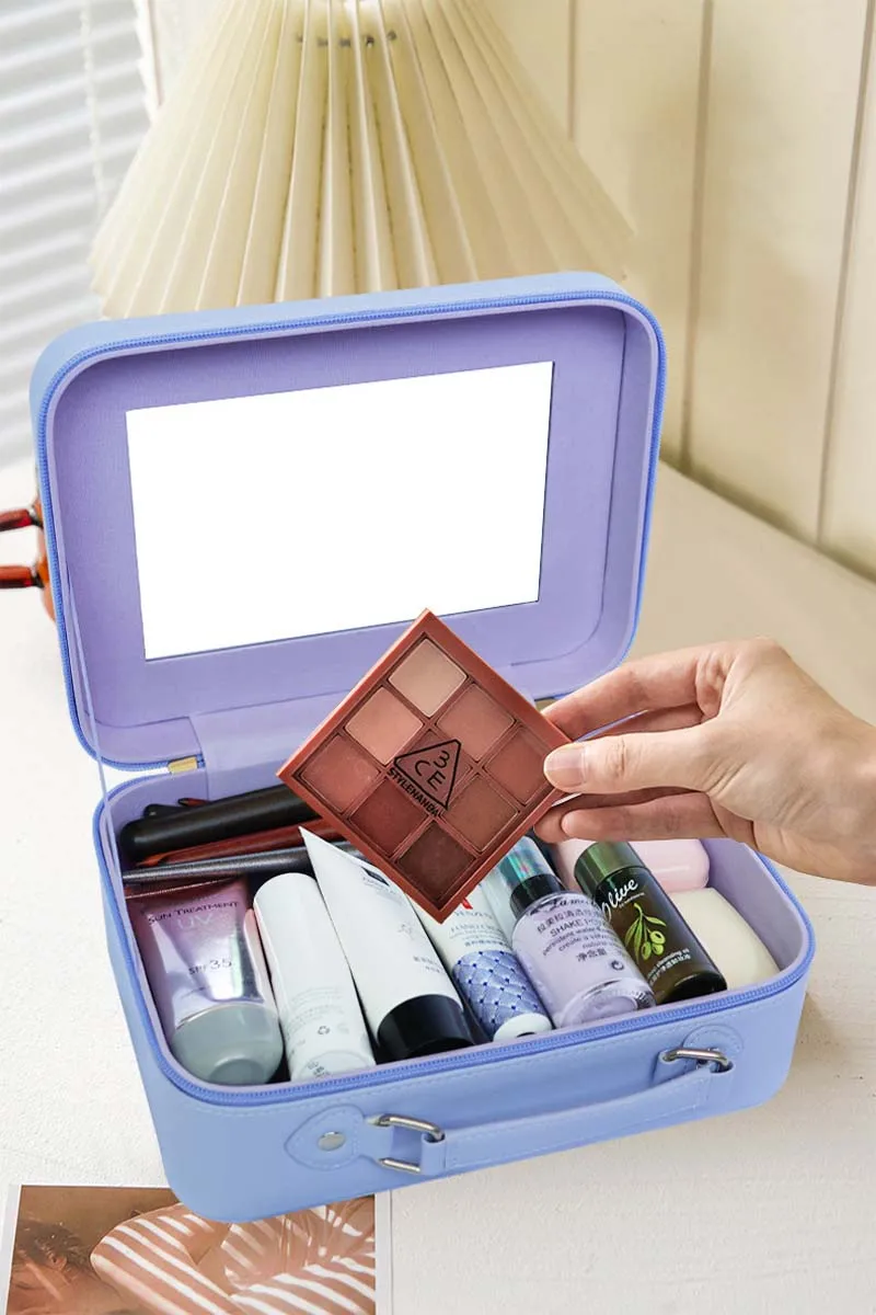 High Appearance Level Makeup bag ins Wind Super Hot Portable travel Makeup storage box with mirror Simple large capacity makeup