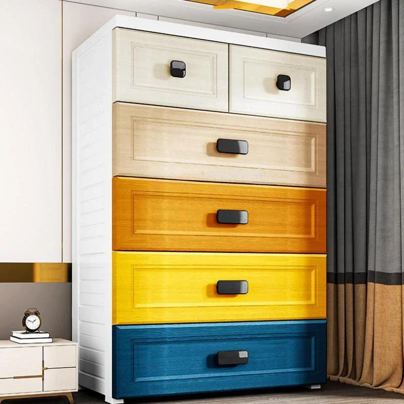 

Storage cabinet drawer type 94 wide plastic locker children's wardrobe with wheels thickened finishing European simple bedside