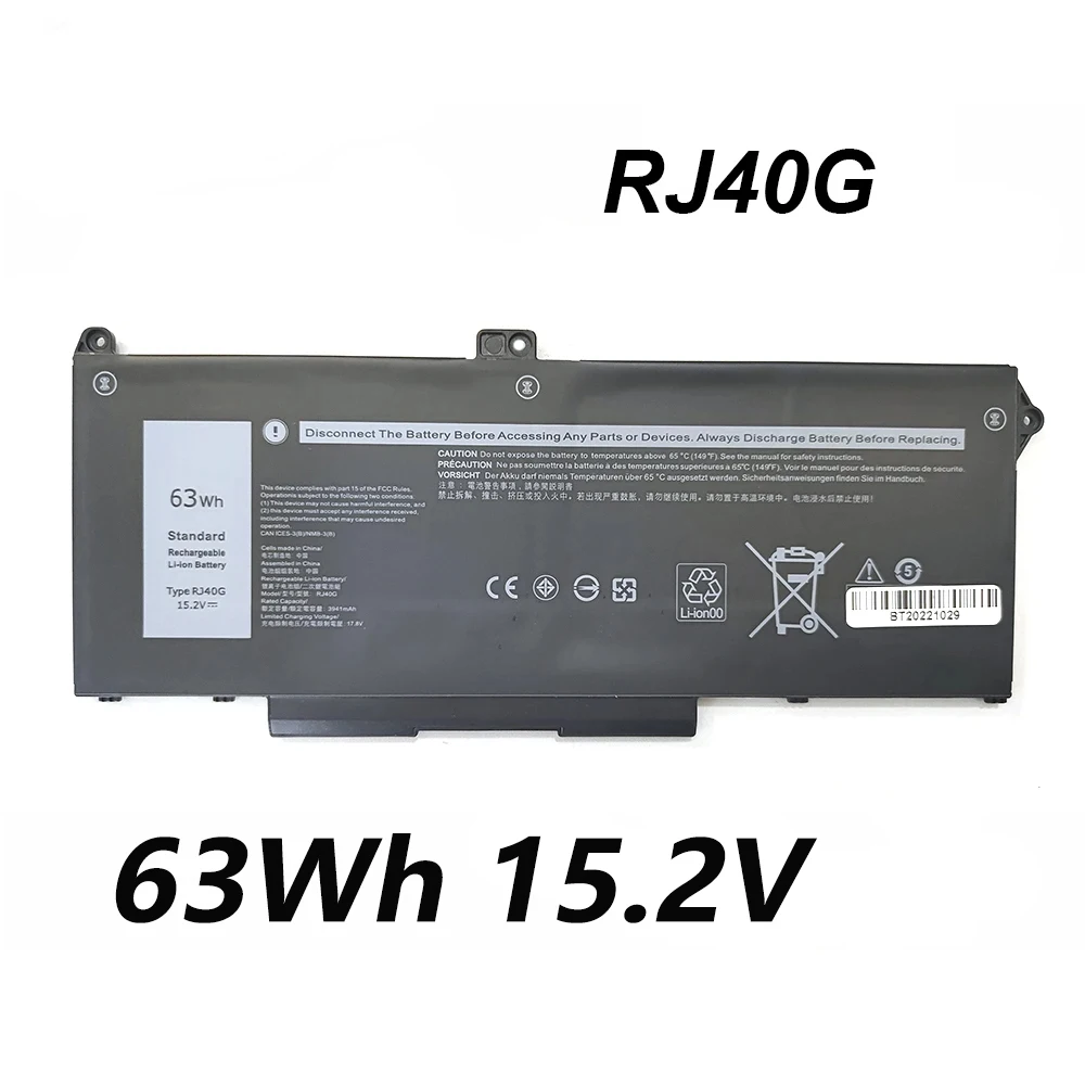 

RJ40G 15.2V 63Wh Laptop Battery For Dell Latitude 14 5420 XPC5H 15 5520 39V1H Precision 15 3560 3H45Y F3T9T Series