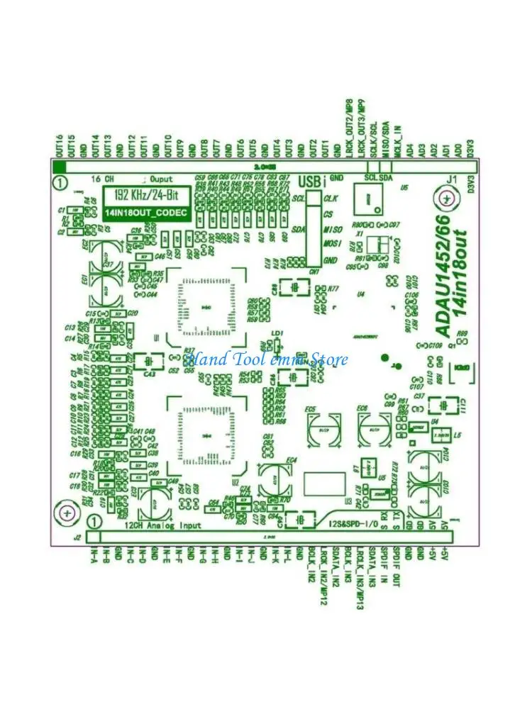 H37F Metal Development Board ADAU1466 14 in and 18 Out DSP Sound Decoding Module For Professional Commercial Sound