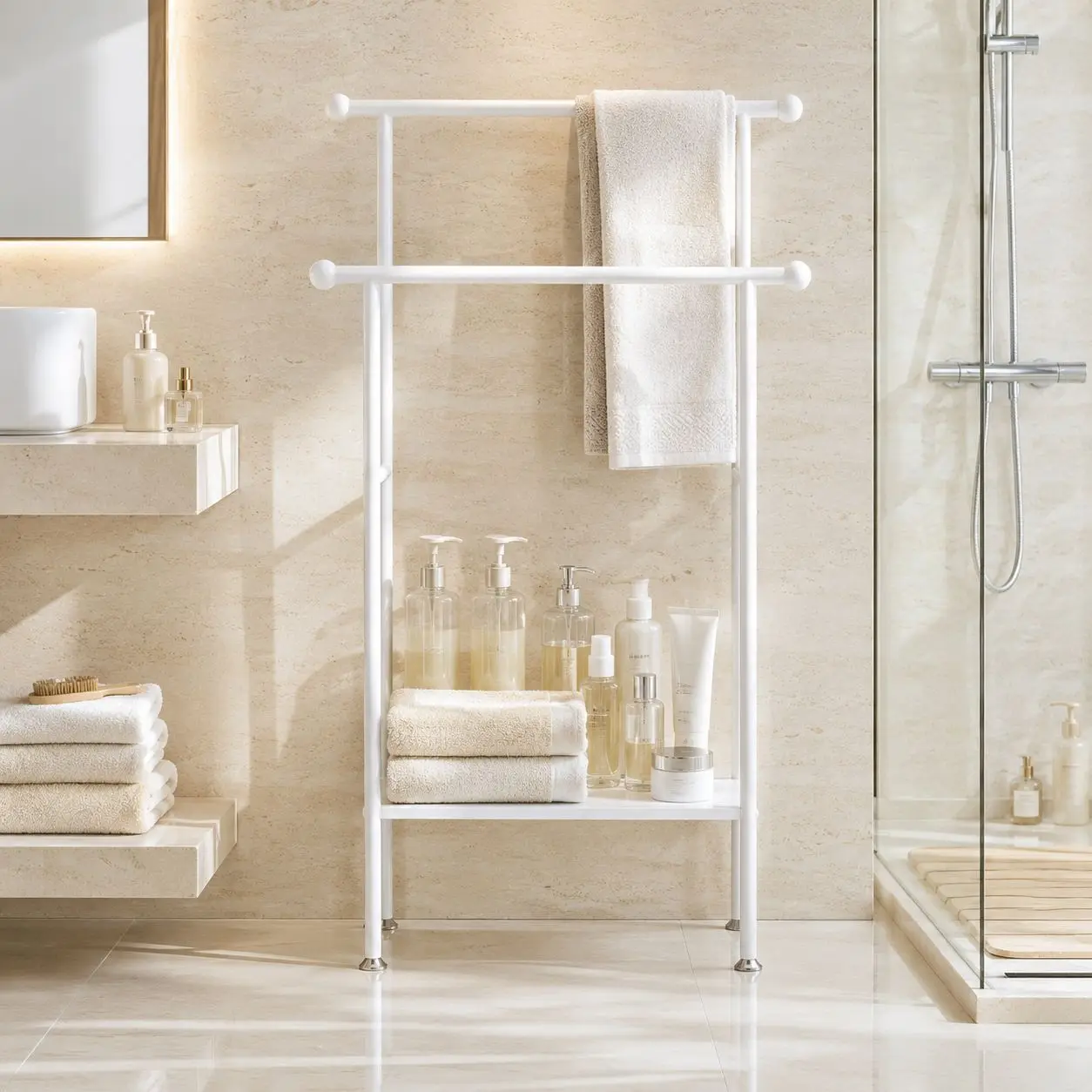 Floor-to-ceiling bathroom rack Toilet floor-to-ceiling household multi-layer simple storage shelf household artifact
