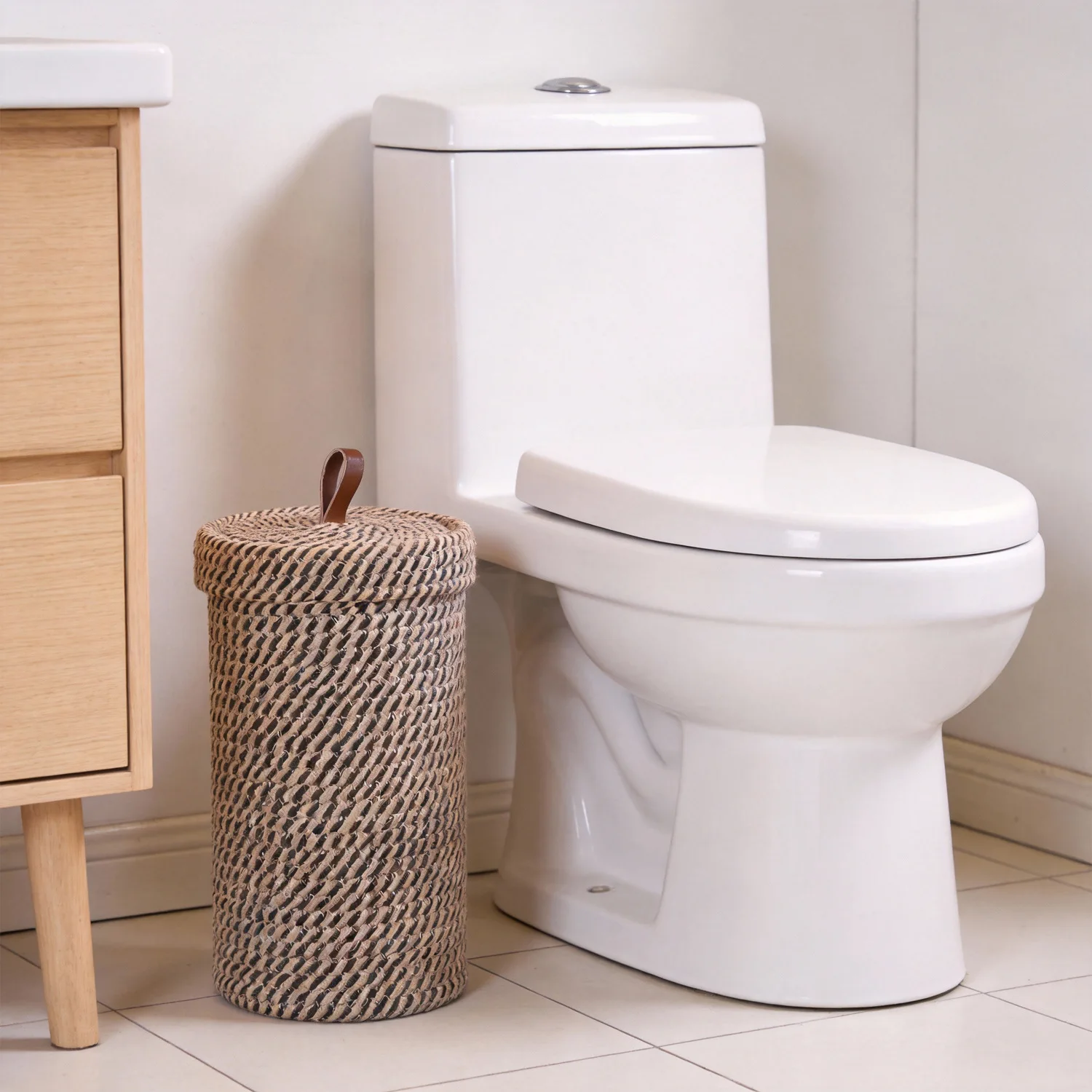 Large Capacity Toilet Paper Storage Box - Storage Baske with Lid, Space-Saving Organizer for Restroom , Paper Storage Organizer